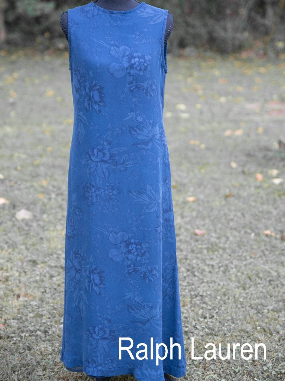 Vintage Ralph Lauren sleeveless maxi dress featuring a classic column silhouette